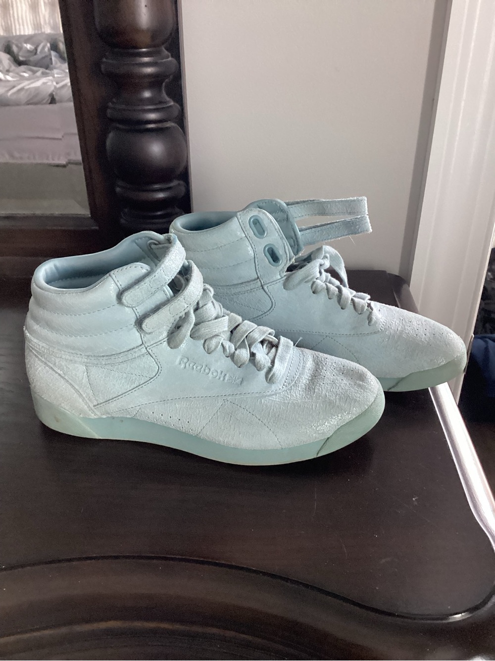 Super Rare Throwback-Vintage Reebok Triple Mint Suede High Top Sneakers